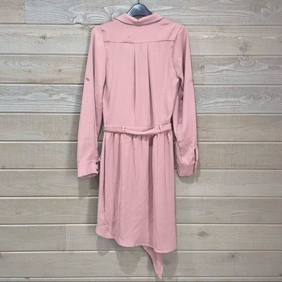 Pink Asymmetrical Shirt Dress S - Picture 8 of 9